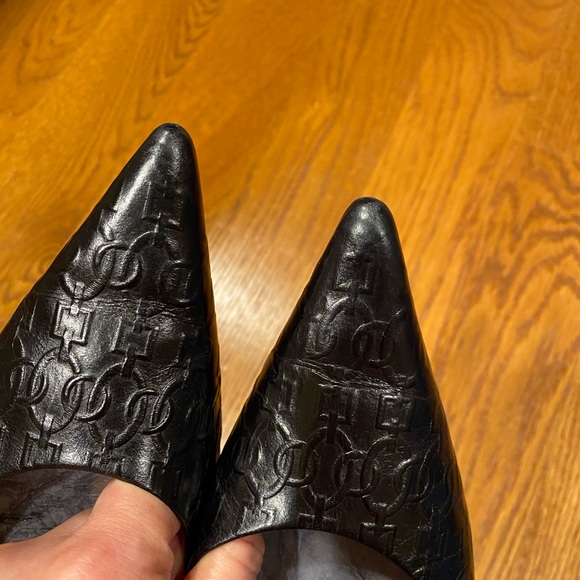 Nine West vintage genuine leather pointy strappy heels with embossed patterns - Picture 5 of 8